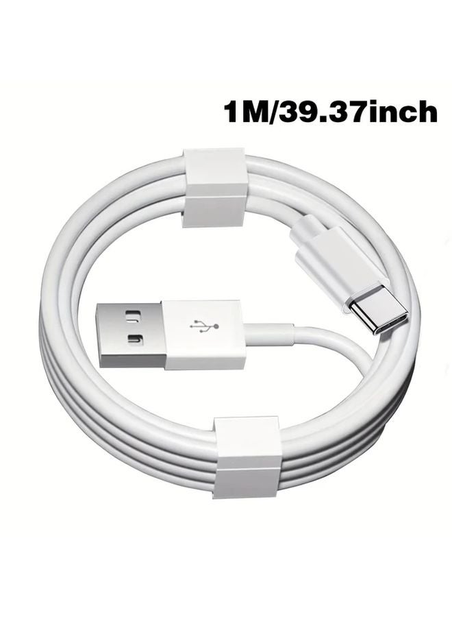 20 عبوة كابل شحن سريع أبيض من USB A إلى USB C مقاس 39 37 بوصة - Image 2